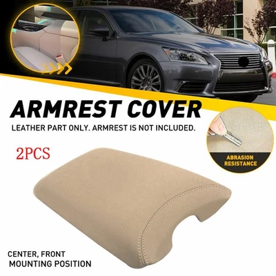 Beige 2X Fit Lexus LS460 2007 - 2016 PU Leather Center Console Armrest Lid Cover - Imagem 1 de 4