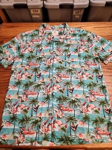Camisa Hawaiana One Resolution Clothing Para Hombre XL S/S Azul Estampado Flamenco Usada en Excelente Condición GB38 - Imagen 1 de 10