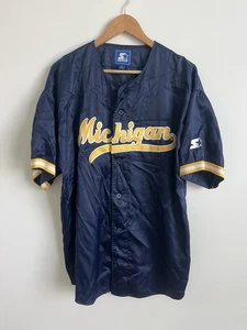 Michigan Wolverines Starter Brand Jacket Jersey Button Front Warm up Mens Large - Picture 1 of 4