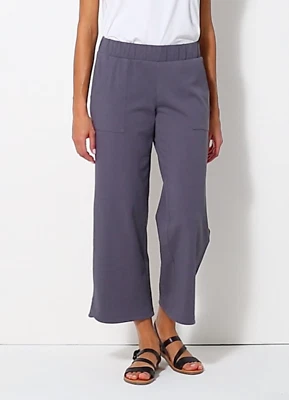 PANTALÓN PURO J.JILL MUJER ÍNDIGO CINTURA ELÁSTICA PIERNA RECTA CULTIVOS Talla M Foto 1 de 4