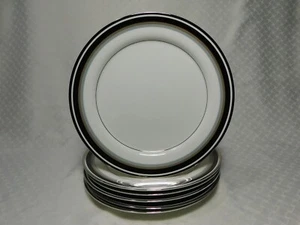 Set of 6 Mikasa Noir Dinner Plates A4102, Bone China - Picture 1 of 9