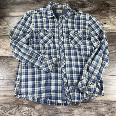 Jeremiah Shirt Mens Large Blue Plaid Flannel Button Up Vintage Workwear Cabin - Image 1 of 4