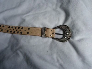 River Island Ladies Beige studded stressed thick leather Belt 41" - Picture 1 of 5