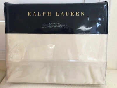 RALPH LAUREN KING Duvet Cover Bedford Jacquard Essex Cream Sateen 100% Cotton  - Image 1 of 4