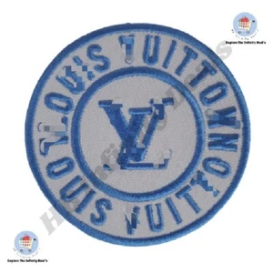 Luxury Fashion Embroidered Patch – Blue Circle Style Iron-On/Sew-On for bags - Picture 1 of 6