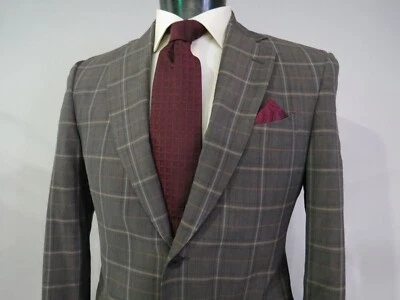 Etro Italy charcoal brown Bold window pane side vent slim cut sport coat 40 R - Image 1 of 4
