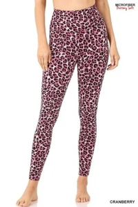 Leopard Print High Waist Micro Fiber Leggings  stretchy -  Full Length - Picture 1 of 2
