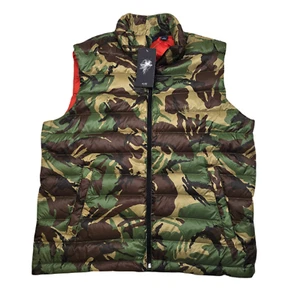 Lands End Down Puffer Vest Mens Large 42-44 Green Camo 600 Fill - Picture 1 of 13