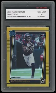 Carta Rookie Nico Collins 2021 Panini Donruss prova stampa premium 1° grado 10 - Foto 1 di 1