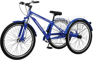 MOONCOOL Adult Mountain Tricycle 7 Speed 3 Wheel Bike, 24/26/27.5 Inch Trikes - Picture 1 of 67