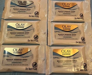 OLAY Cleanse Makeup Remover Wipes Fragrance-Free 7ct Each Travel Size Lot Of 6 - Picture 1 of 4