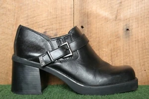 Y2K Vintage HARLEY DAVIDSON Chunky 3" Block Heel Square Toe Shooties Sz. 9.5 M - Picture 1 of 11
