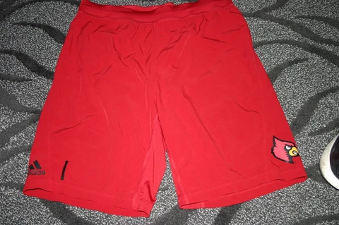 Louisville Cardinals Football team issued red Adidas shorts M #1 Tutu Atwell Cover