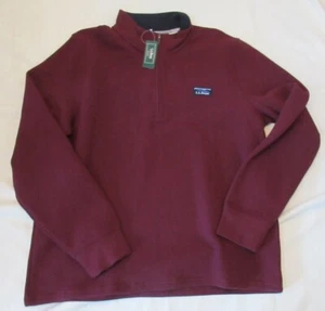 NWT LL Bean double knit qurtr zip maroon Jacket size L - Picture 1 of 3