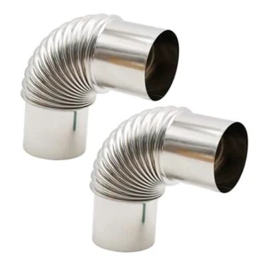 2PCS 90 Gradi Tubo Stufa Gomito, 2,36 Pollici Camino Canna Fumaria Acciaio Inox, - Foto 1 di 7