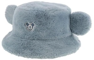 Tokyo Disney Resort Fluffy Bucket Hat Blue Mickey Ears Winter Cap Used Japan JP - Picture 1 of 8