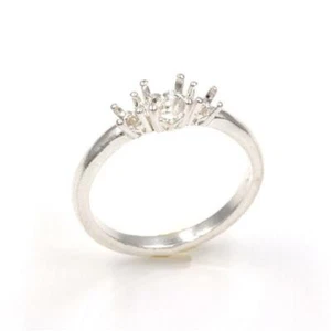 (4mm - 7mm) Round Three Stone Ring Setting (Ring Sizes 4-11) - Picture 1 of 3