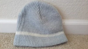 Wigwam Vintage? Retro Knit Winter Hat Beanie Gray/White Strip Made in USA - Picture 1 of 6