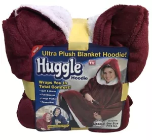 Felpa con cappuccio per adulti Ontel Huggle coperta ultra peluche colore bordeaux taglia unica adatta a tutti - Foto 1 di 5