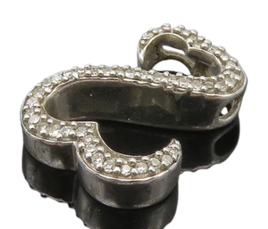 925 Sterling Silver Vintage Genuine Diamonds Open Love Heart Pendant PT11822 - Picture 1 of 5