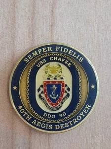 USN USS Chafee DDG 90 40th Aegis Destroyer Challenge Coin #D17 - Picture 1 of 2