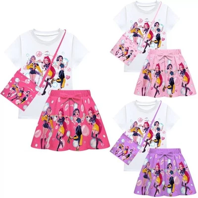 Girls K-Pop Devil Hunters T-Shirt Pleated Skirt Outfits Cosplay Costume Dress - Image 1 of 4