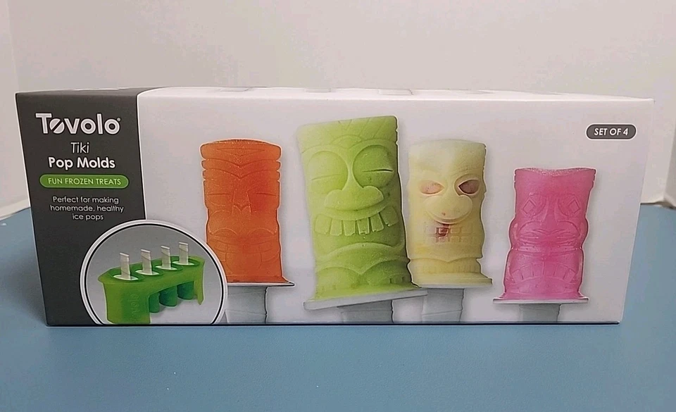 Tovolo Tiki Ice Pop moldes congelados (4) silicone flexível seguro para máquina de lavar louça novo na caixa - Imagem 1 de 3