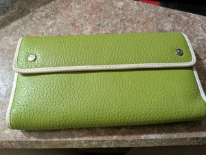 Lime Green Franco Sarto Genuine Leather Clutch Purse Wallet . - Picture 1 of 7