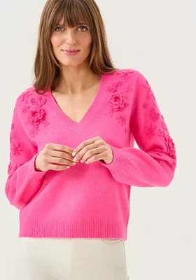 NWT Lilly Pulitzer Alayla Sweater in Sun Shell Pink Garden Party Embroidery !! - Image 1 of 4