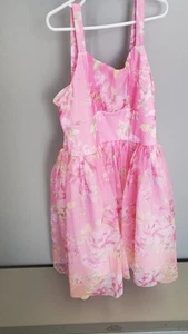 Used Zenzi Girls Lined Mesh Pink Floral Asymmetrical Dress Size 14 XL #10119 - Picture 1 of 9