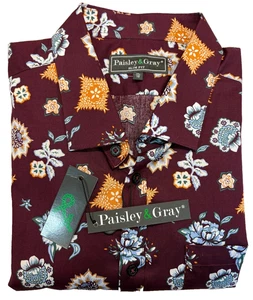 NWT Paisley & Gray Shirt Mens XL 18 Slim Fit Floral Long Sleeve Button Front NWT - Picture 1 of 10