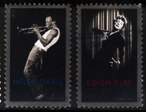 OFF paper #4692-93 Edith Piaf/Miles Davis (used set of 2) Forever 2012 _f126 - Picture 1 of 1