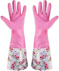 Reusable Rubber Stretchable Scrubbing Cleaning Gloves Pink & white Pair of 1