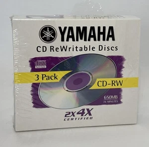 Yamaha Rewritable CD-R 650mb 74 Min CD Recordable Compact Disc 3 Pack NOS Vintag - Picture 1 of 9