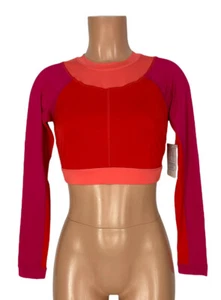Joy Lab Crop Top Red Long Sleeve JoyLab Active Shirt Yoga XS S M L XL XXL NEW - Picture 1 of 5