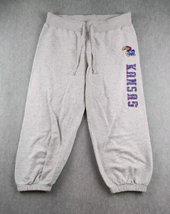 Kansas Jayhawks Joggers Youth Size Small Gray Elastic Waist Athleisure - Picture 1 of 24