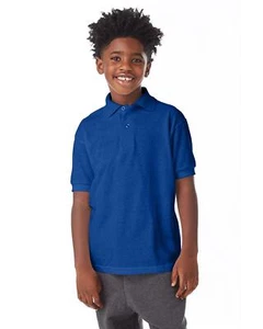 Hanes Youth Polo Shirt 50/50 EcoSmart Jersey Knit Welt Collar 054Y - Picture 1 of 26