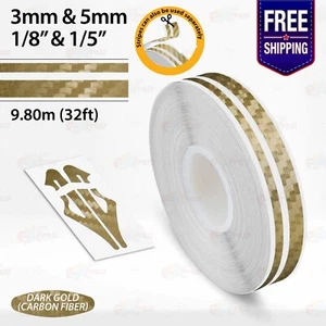 CARBON FIBER DARK GOLD 1/8" & 1/5" Vinyl Pinstriping Stripe Double Line Sticker - Picture 1 of 12