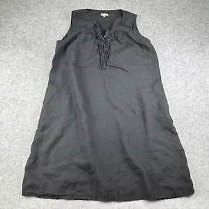 Abito midi Allen Allen lino donna 2x nero tasche con volant Lagenlook made in USA - Foto 1 di 11