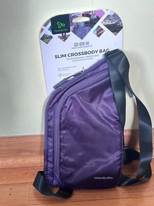 $80 New TRAVELON Anti-Theft Essentials Slim Crossbody Bag Purple - Picture 1 of 6