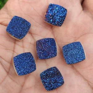 10 Pcs Natural Titanium Agate Druzy Quartz Jewelry Making Cushion Drusy Lot - Picture 1 of 10