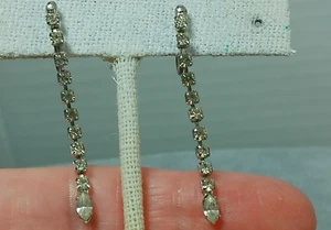 Pendientes elegantes colgantes de plata esterlina de colección con estrás de una sola hebra atornillada hacia atrás - Imagen 1 de 21