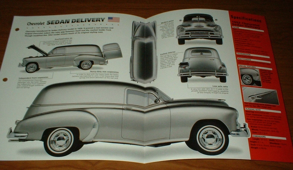 Chevy Sedán 1952 Entrega Original Imp Folleto Especificaciones Información 52 51 50 49 218 Foto 1 de 1