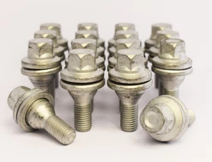 16 x M12 x 1.5, 33mm Thread, Flat Seat Wheel Bolts (Zinc) - Picture 1 of 2
