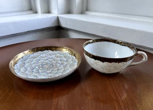 Vintage Antik Porzellan Gold Blumen Handbemalt Tasse & Untertasse Teetasse - Bild 1 von 19