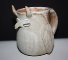 Horned Owl Mug Handmade Unique Pottery Sleeping Cartoon Japanese? Signed