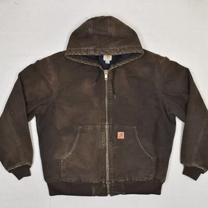 Carhartt Herren Canvas Arbeitsjacke Stepp gefüttert Baumwolle braun Kapuze Gr. L J130 Fade - Bild 1 von 8