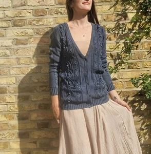 Tommy Hilfiger Cotton Knit Jumper M Cardigan cottagecore boho Vintage peasant - Picture 1 of 12
