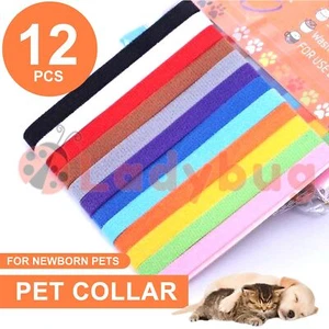 12 Colours Whelping ID Collar Bands Pet Puppy Kitten Identification Collar Tags - Picture 1 of 6