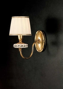 APPLIQUE A 1 LUCE FERRO BATTUTO PORCELLANA FOGLIA ORO COLL.PRE ART.AP142/1 - Imagen 1 de 1
